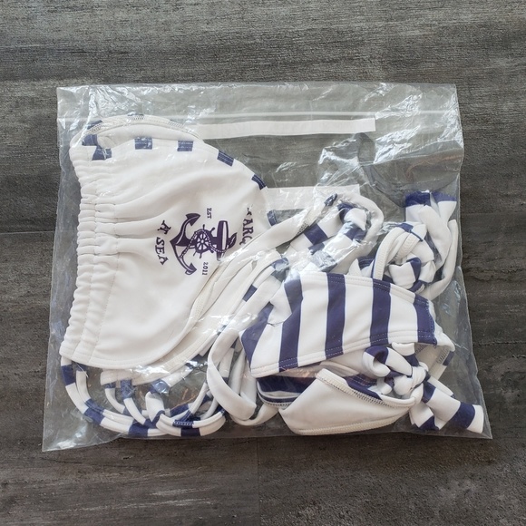 White Navy Sea Marquee Bikini Set - Picture 6 of 6